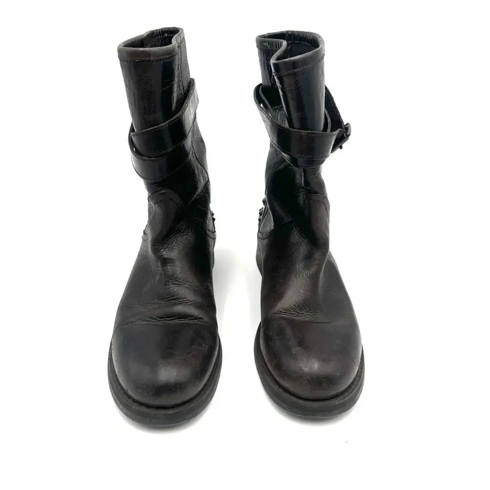 BOEMOS women’s biker Moto studded leather boots size 39 = 8